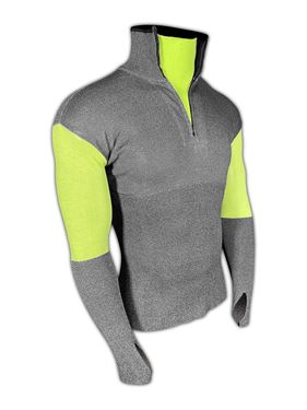 Picture of Magid M-Gard with AeroDex Technology Grey ¼ Zip Pullover with Hi-Viz Yellow Sleeves and Thumbholes – Cut Level A7 and A9